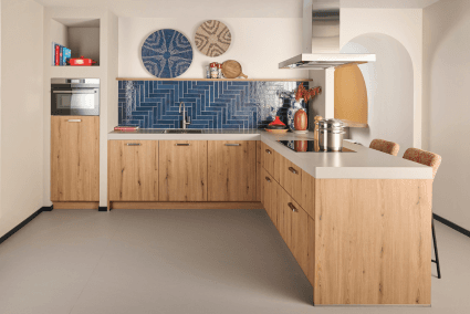 moderne greeploze L-keuken