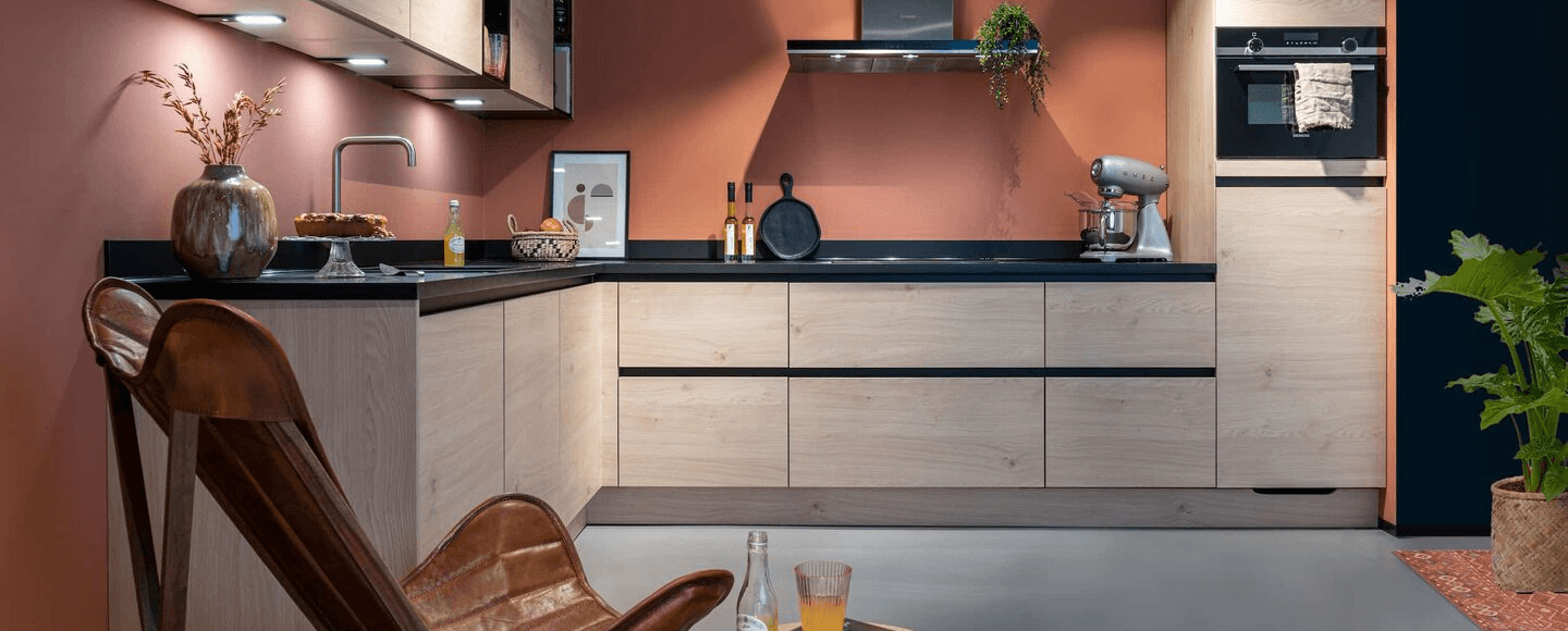 houten L-keuken